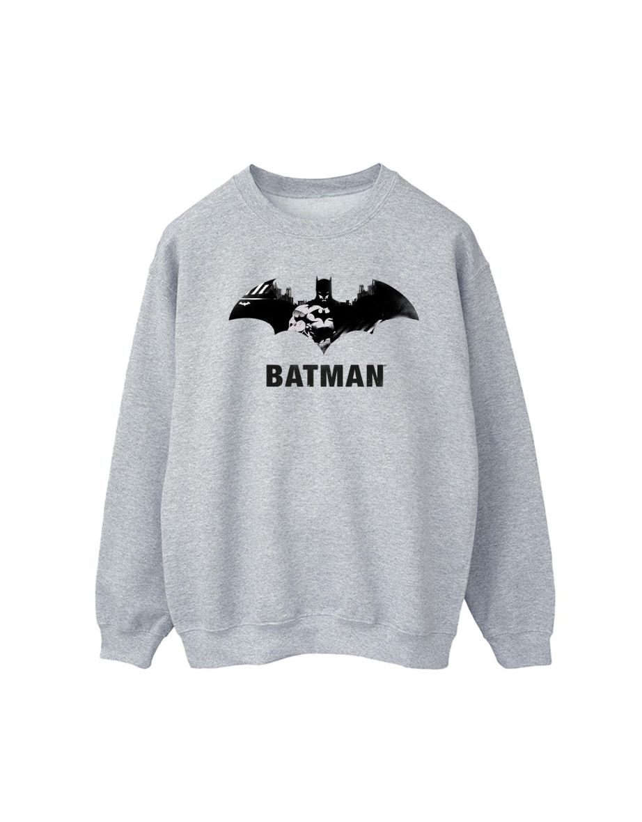 DC Comics Mens Batman Black Stare Logo Sweatshirt - Sports Grey - 1