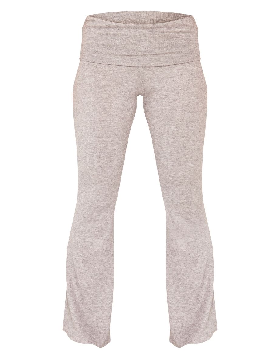 Petite Grey Marl Fold Over Flared Trousers - 4