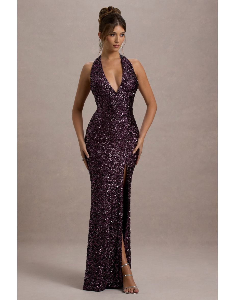 Plum sequin dress hotsell