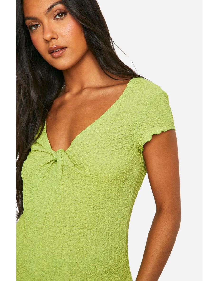 Maternity Textured Knot Front T-shirt - lime - 3