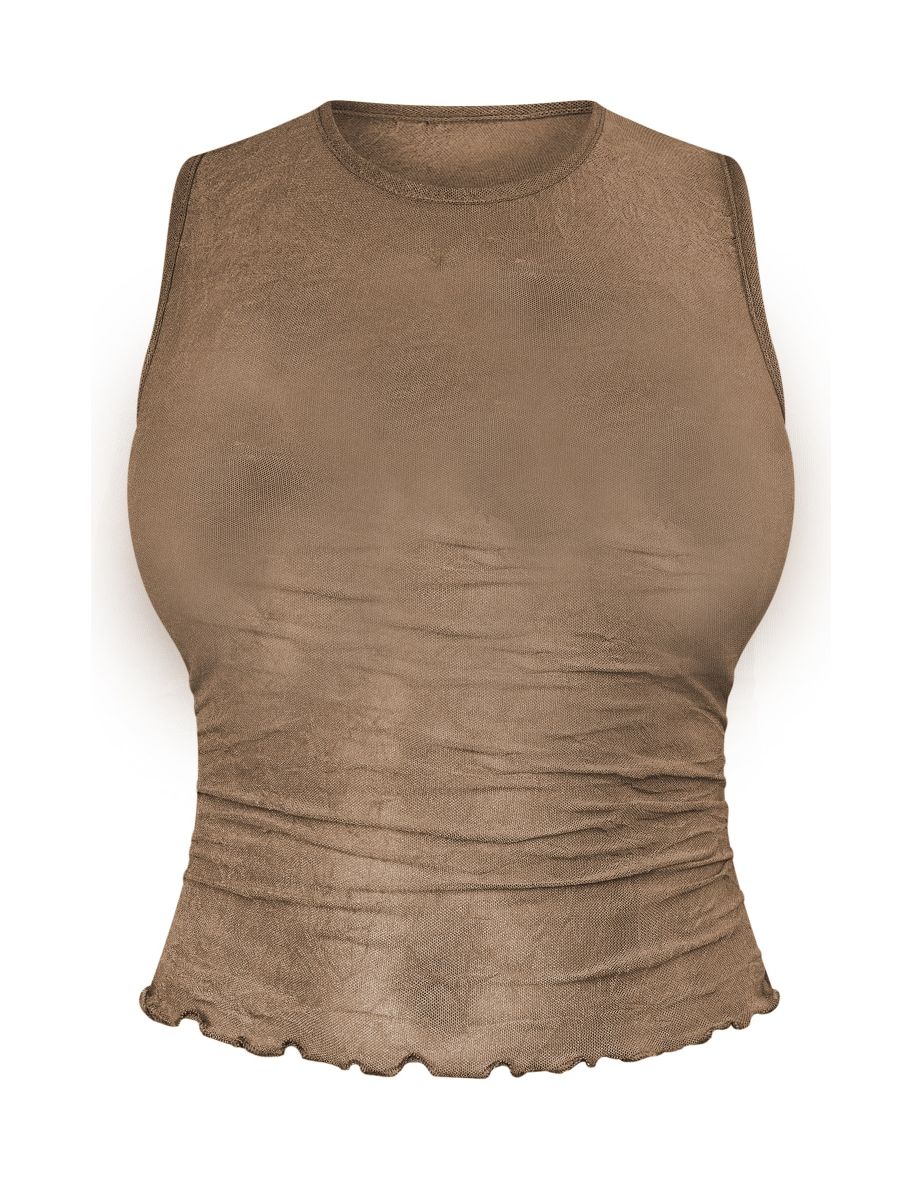Shape Khaki Textured Jersey Tank Top - 2