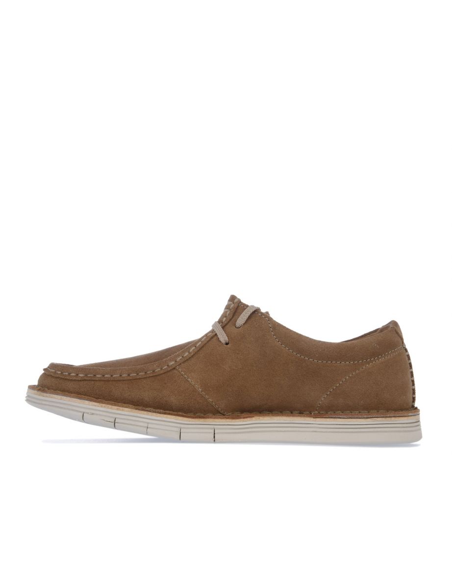 Men's Clarks Forge Run Suede Shoes in Cream - 5