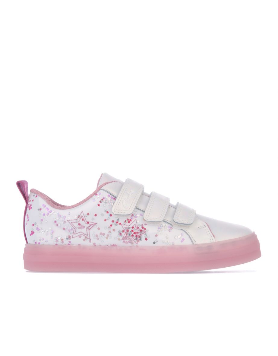 Girl's Clarks Children Nova Glitter Trainers in Silver