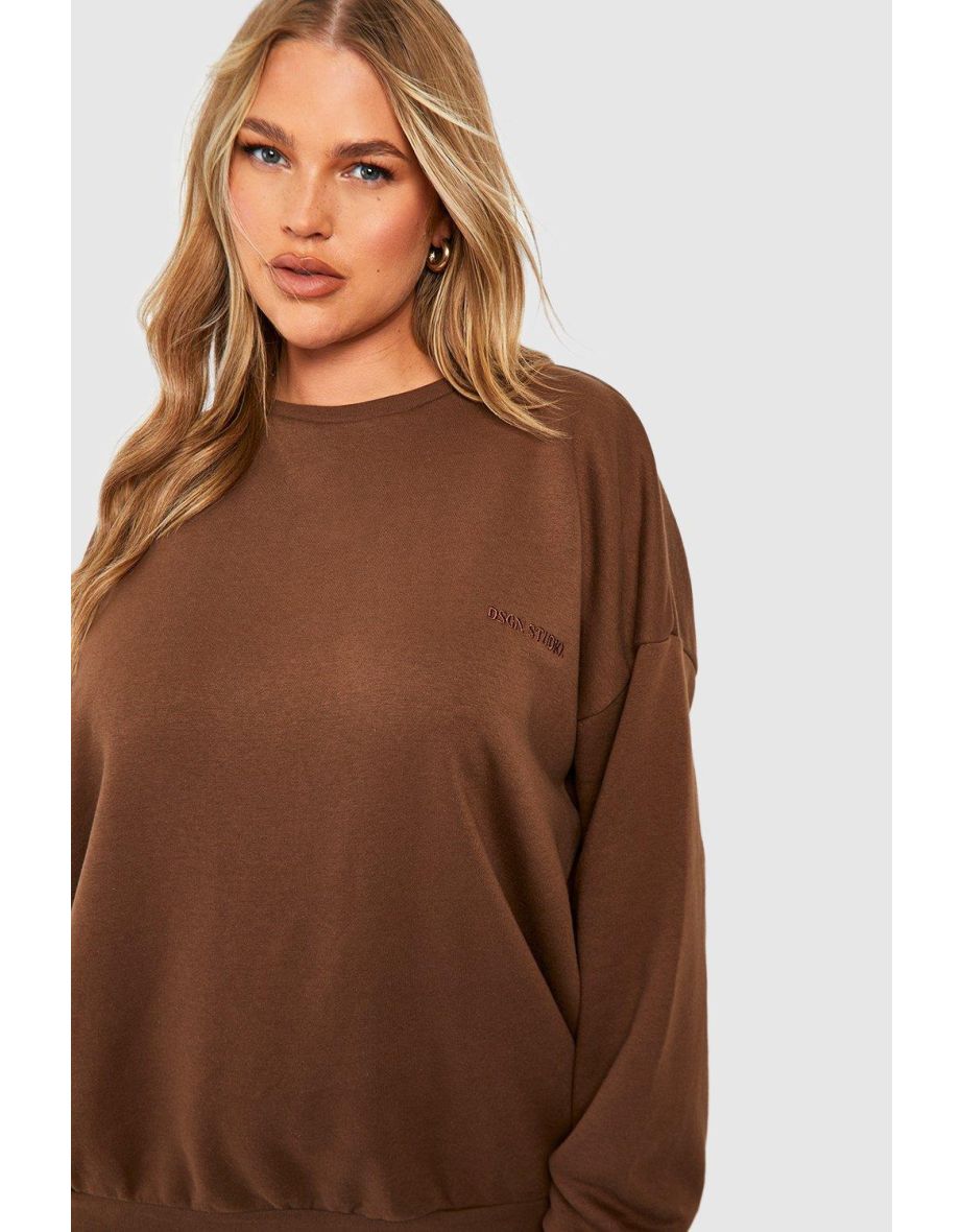Plus Oversized Sweatshirt And Legging Set - chocolate - 3