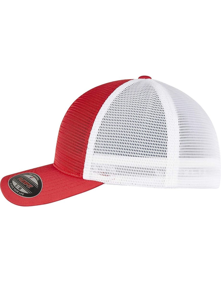 Flexfit Unisex Adult Omnimesh Mesh Two Tone Cap - Red/White - 2