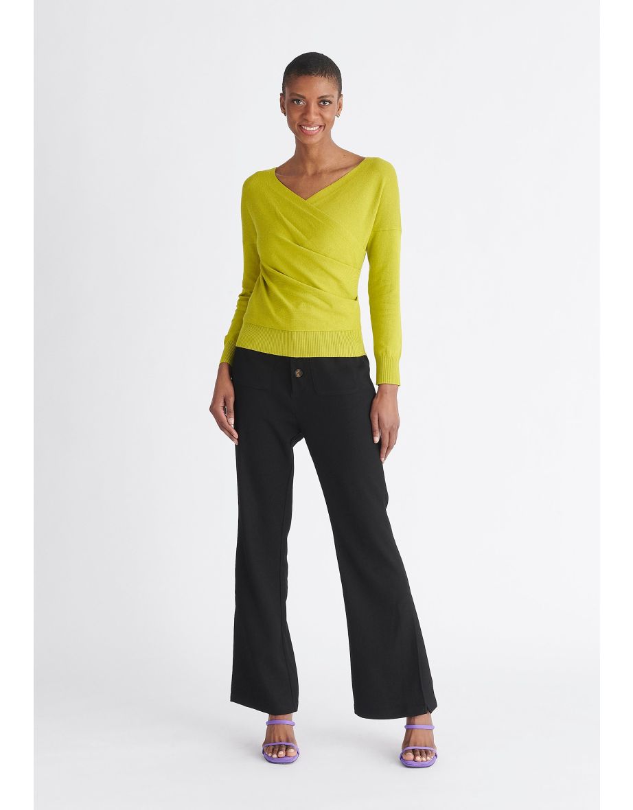 Knitted Wrap Top with Long Sleeves