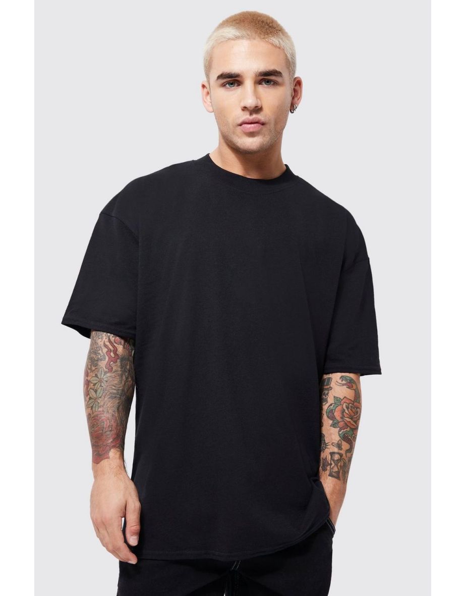 Oversized Extended Neck Grim Reeper T-shirt - black - 2