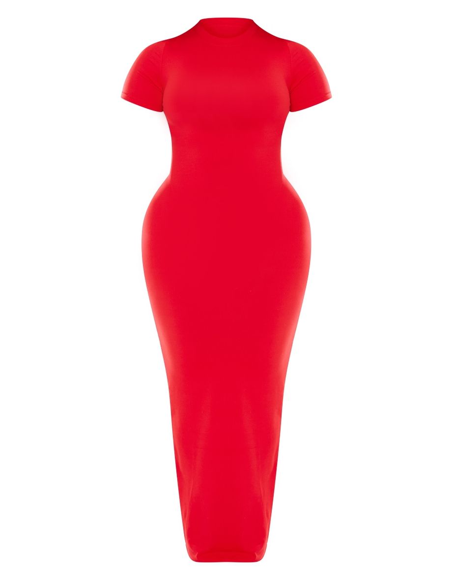 Prettylittlething Red Bodycon Maxi Dress - 4