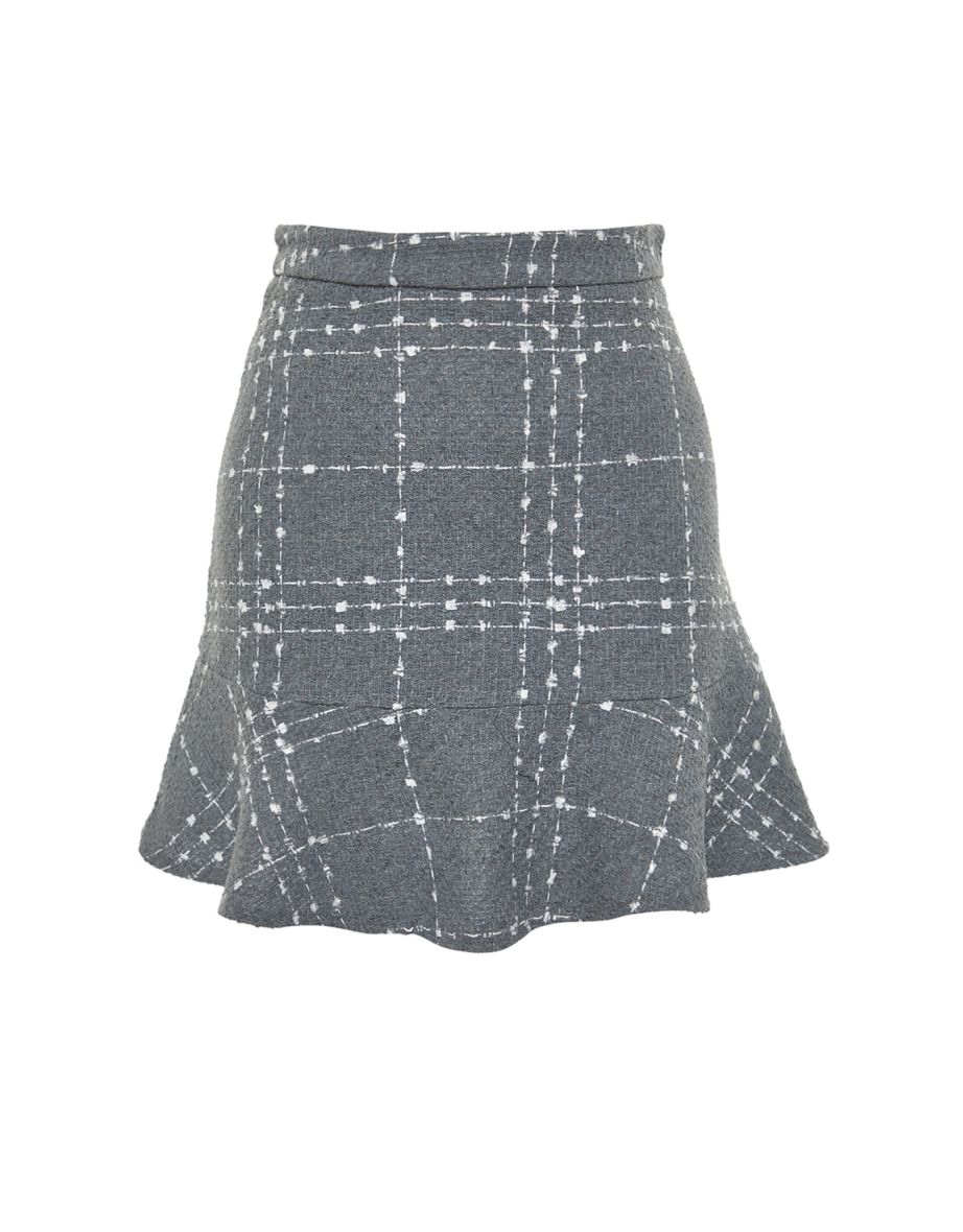 Bodycon Midi Skirt with Check Prints