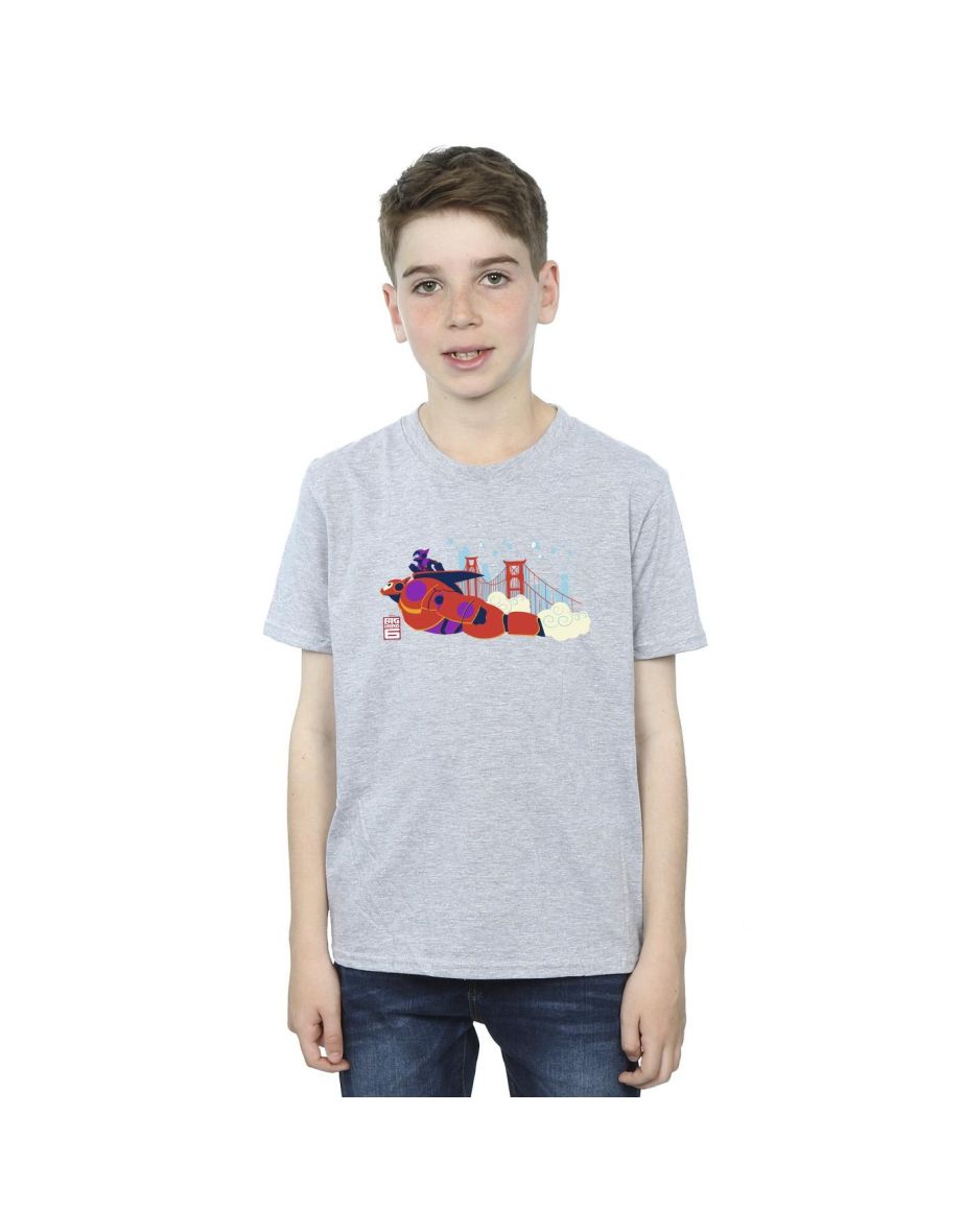 Disney Boys Big Hero 6 Baymax Hiro Bridge T-Shirt - Sports Grey