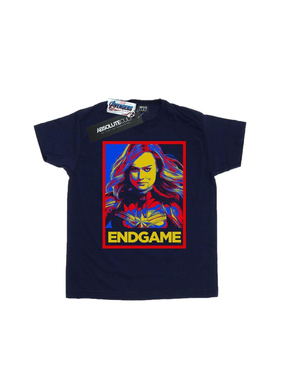 Marvel Boys Avengers Endgame Captain Marvel Poster T-Shirt - Navy Blue - 1