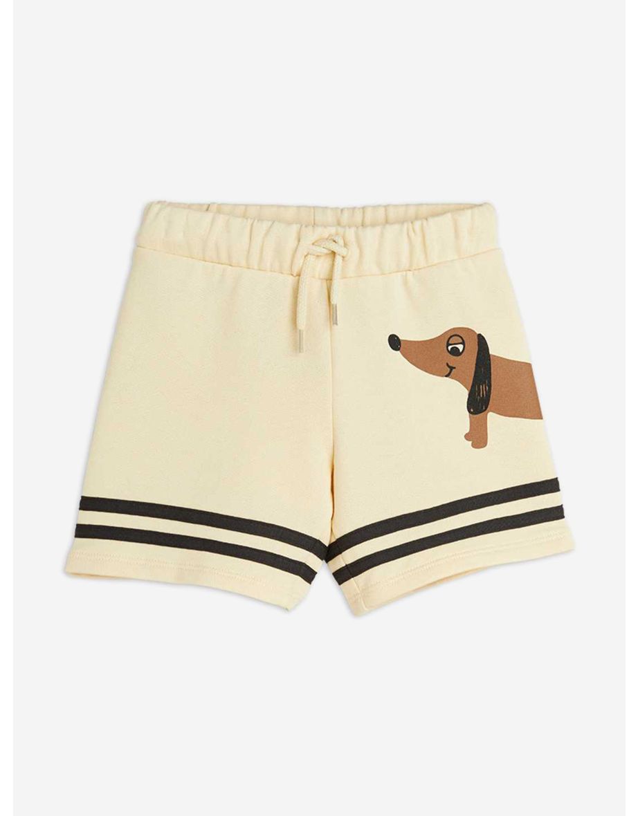 Boys Dog Striped Sweat Shorts in Beige