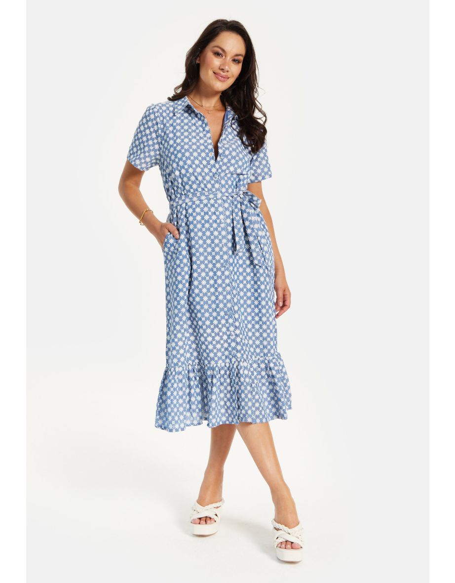 Women’s Midi Dress with Floral Embroidery.