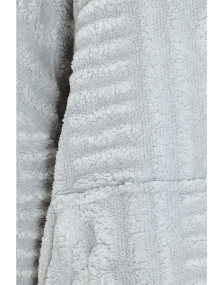 Grey Cable Knit Blanket Hoodie - 2