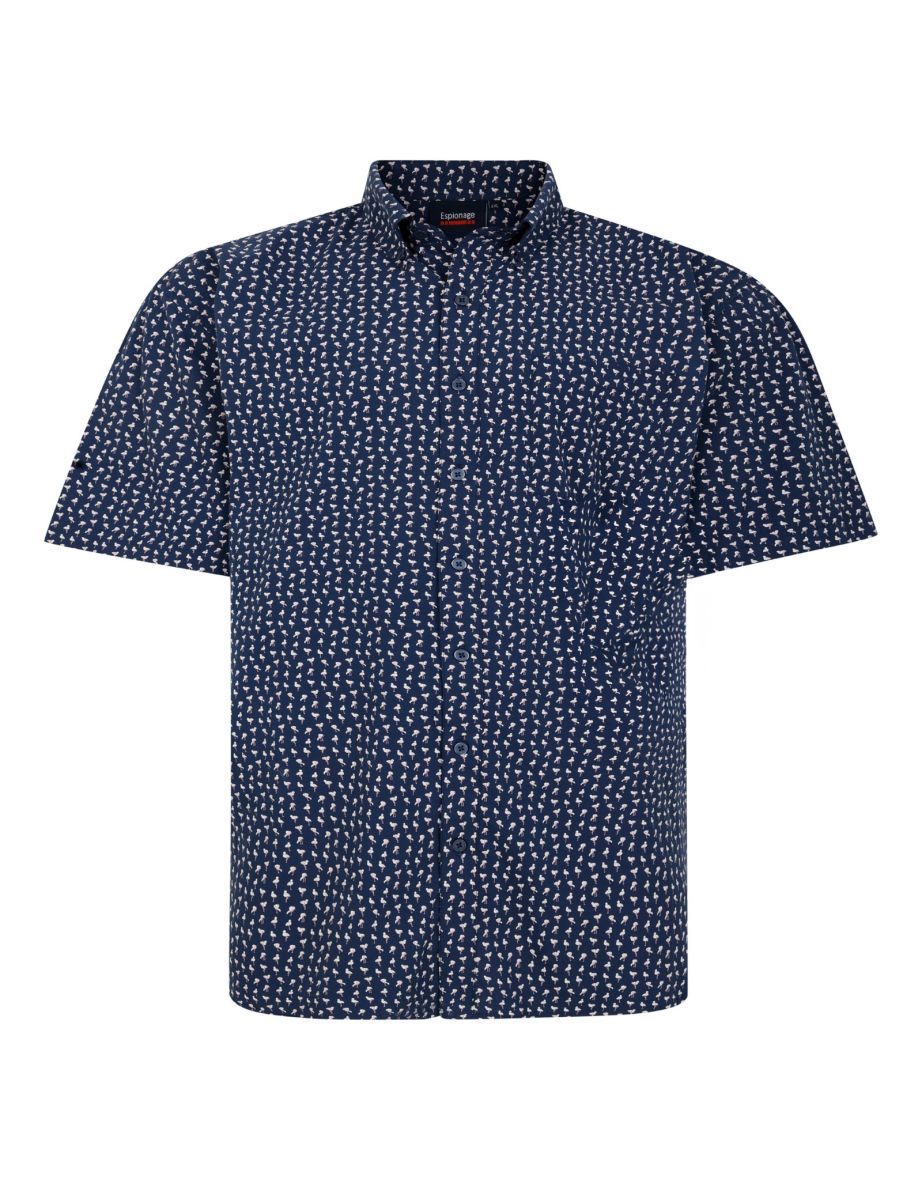 Espionage Mens Mini Flamingo Print Big & Tall Short Sleeve Shirt