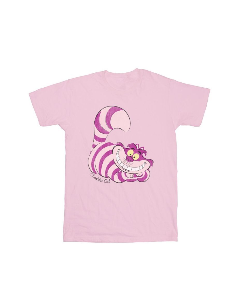 Alice In Wonderland Mens Cheshire Cat Cotton T-Shirt - Baby Pink