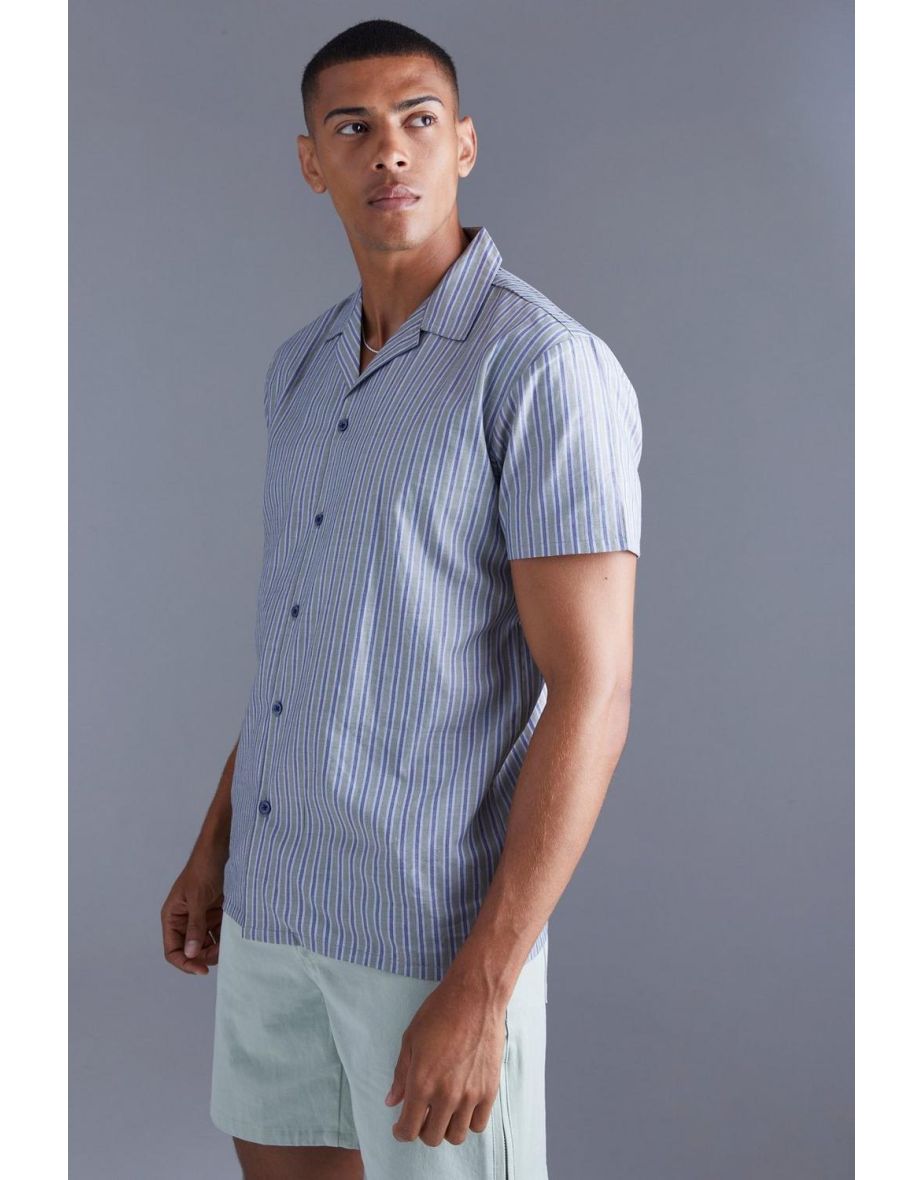 Short Sleeve Regular Bold Stripe Shirt - green