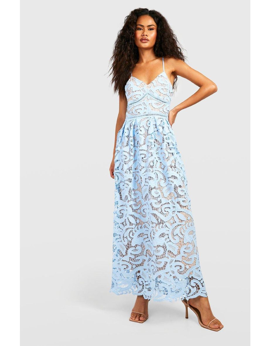 Boohoo Occasion Floral Embroidery Wrap Skater Dress