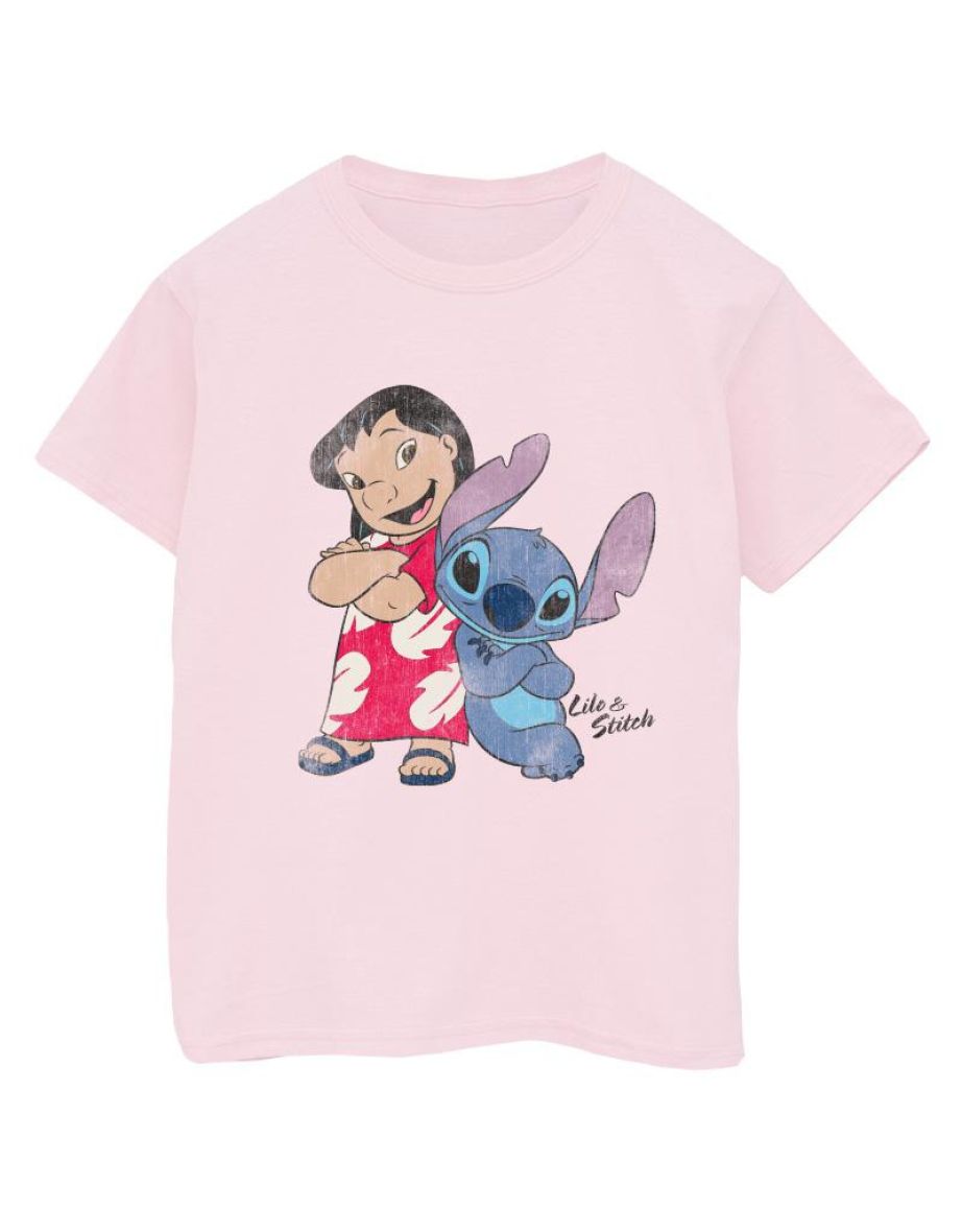 Shop Lilo Stitch Girls Classic Cotton T Shirt Baby Pink Online in Qatar VogaCloset