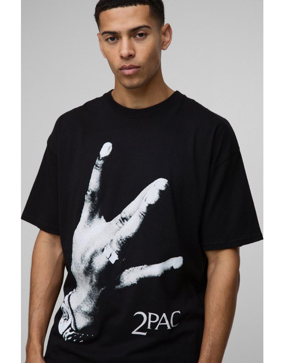 Oversized Tupac License Printed T-Shirt - black - 2
