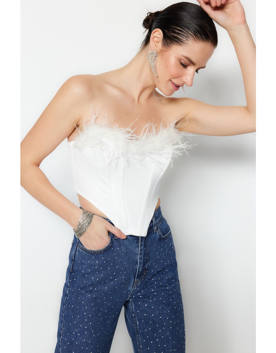 Crop Top - White - Plain