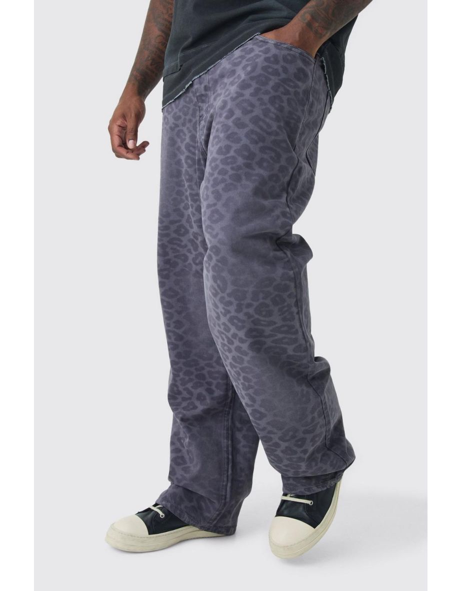 Plus Washed Leopard Relaxed Fit Jeans