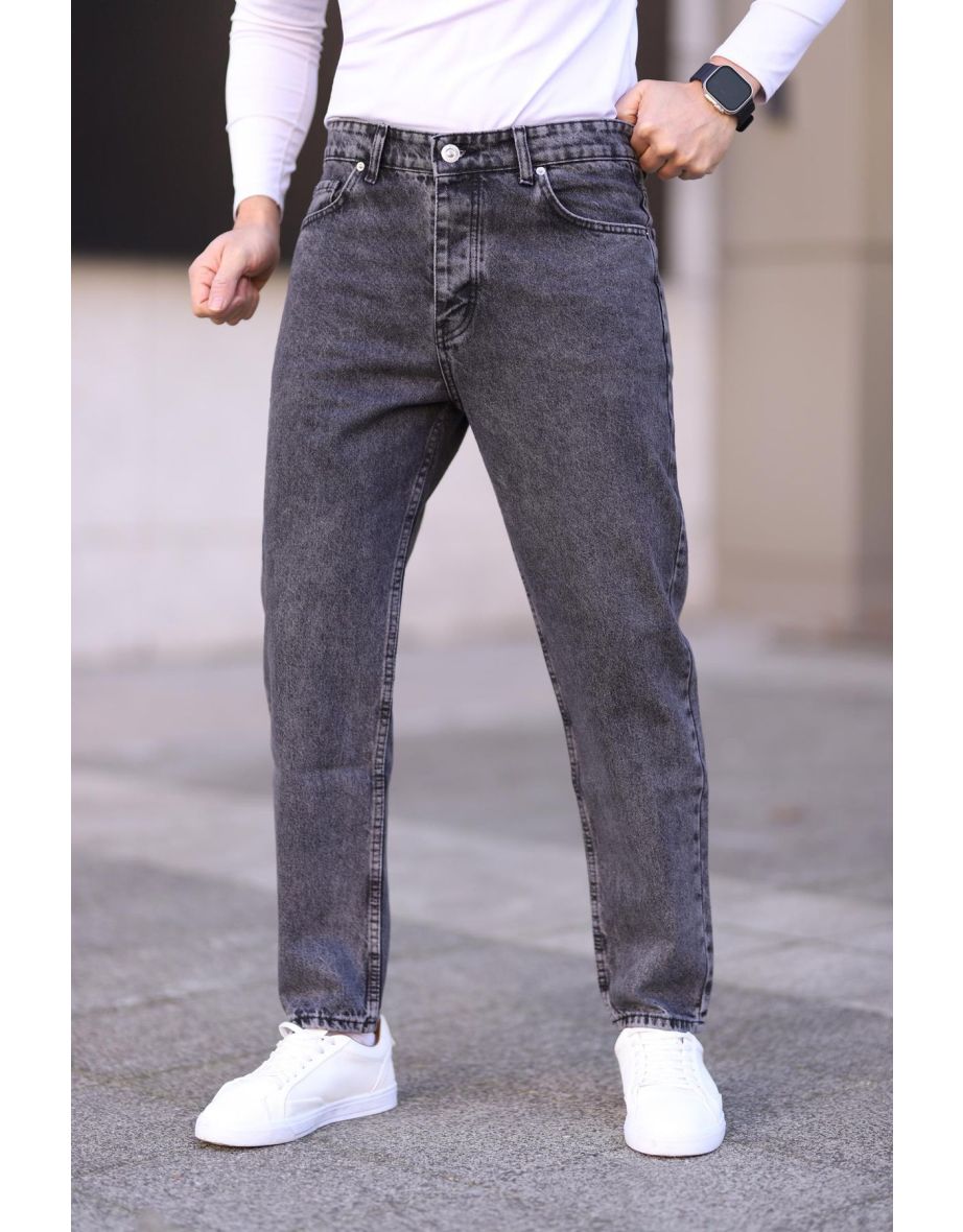 Gray Mens Boyfriend Jeans Denim Pants