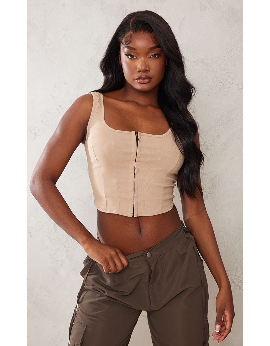 Tall Camel Hook And Eye Corset Top
