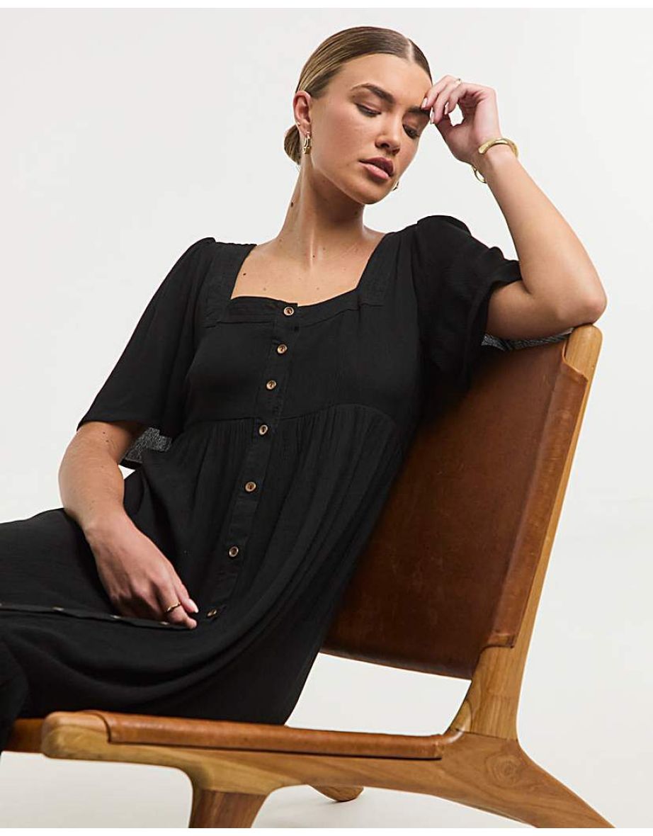 Black Crinkle Maxi Dress - 3