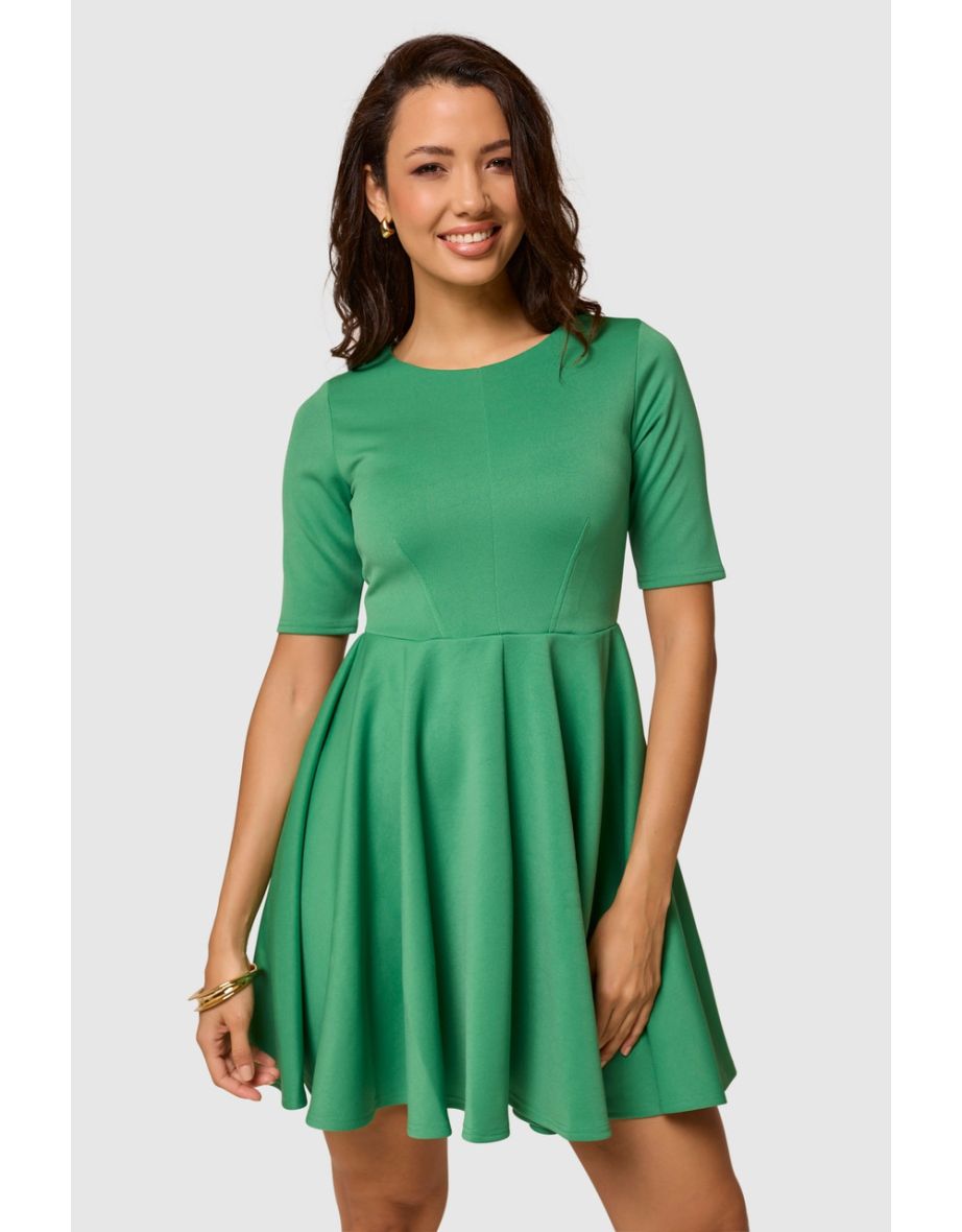 Closet London Scuba Skater Dress  GREEN - 3