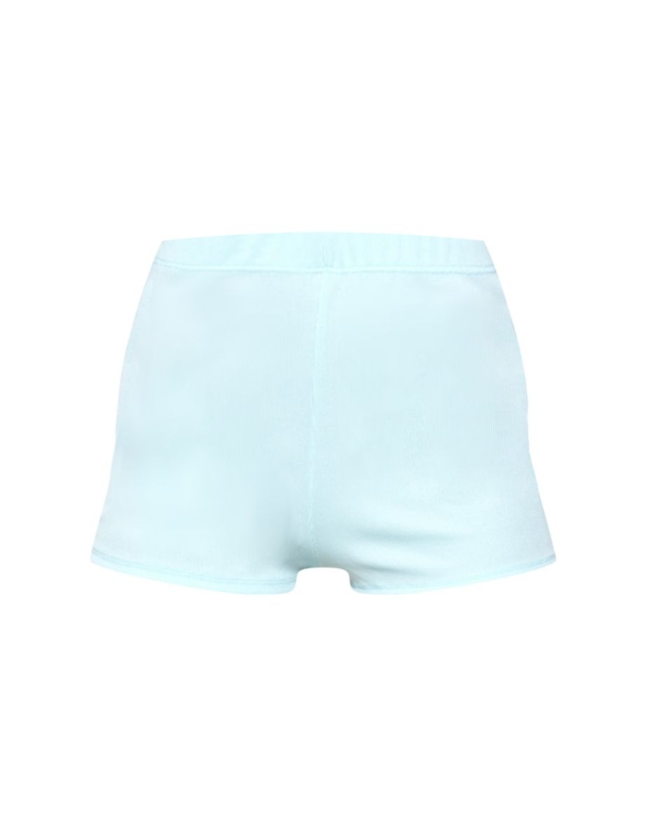 Sky Blue Ottoman Ribbed Hot Pants - 5