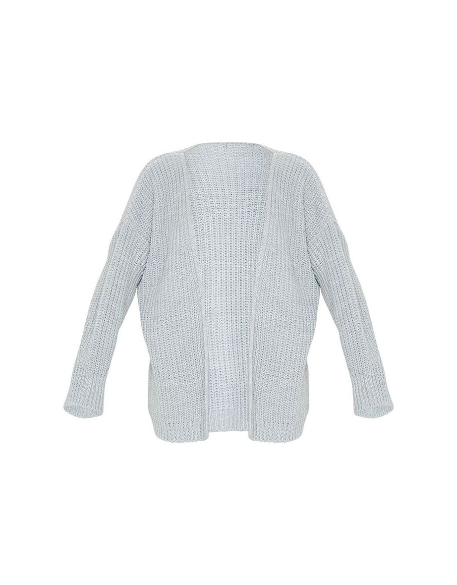 Grey Chunky Knit Slouchy Cardigan - 4