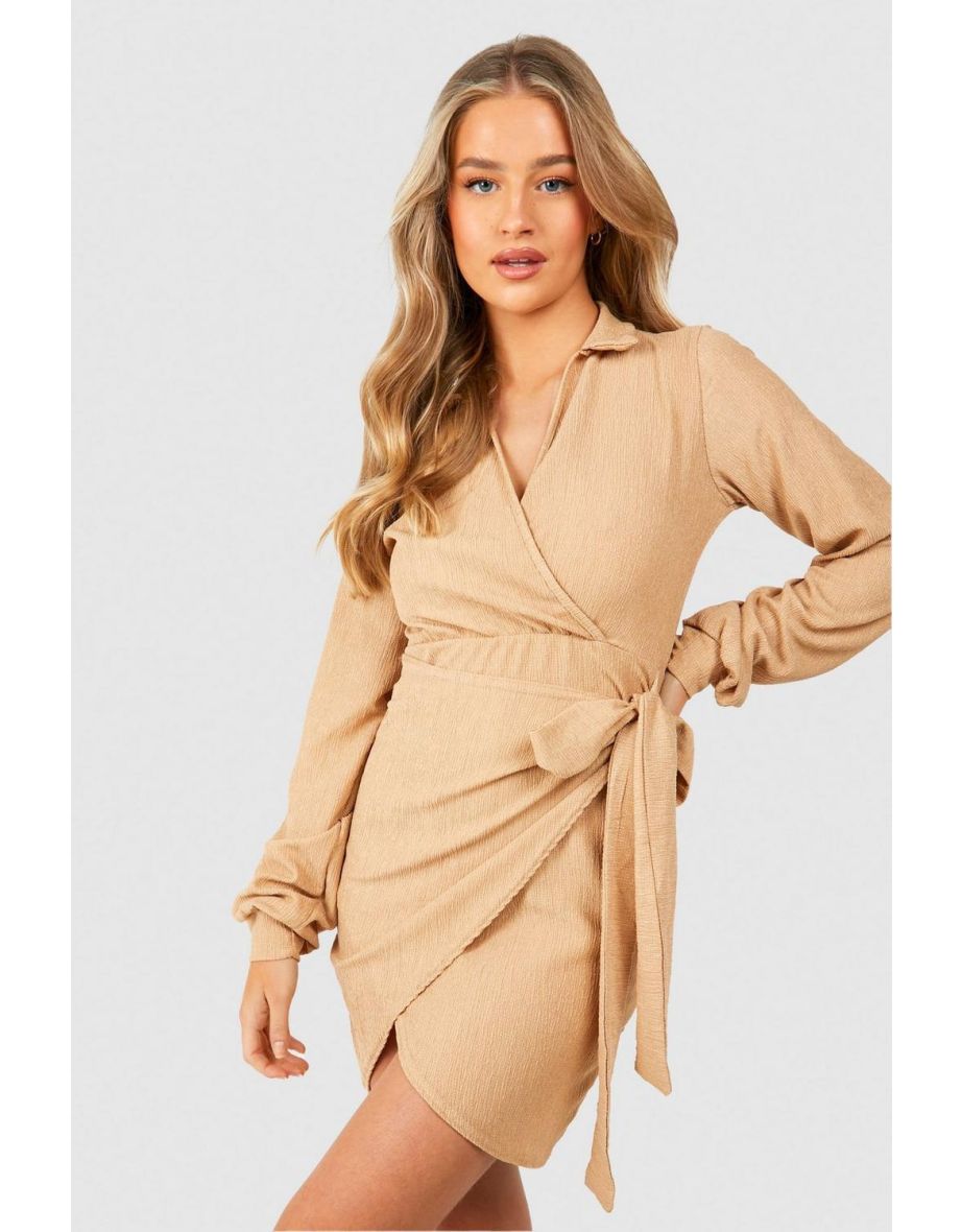 Design Textured popular Mini Wrap Dress