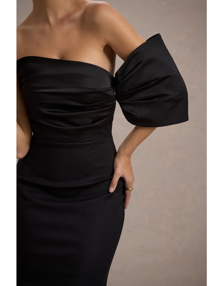 Rosora | Black Asymmetric One-Sleeve Fishtail Maxi Dress - 6