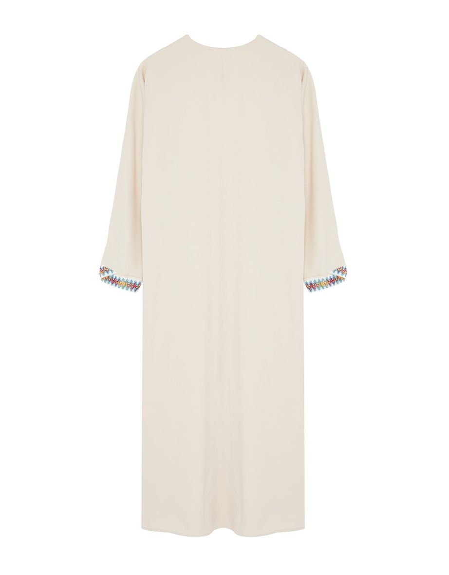 Stone Colored Accessory Ribbed Woven Cap & Abaya & Abaya - 7