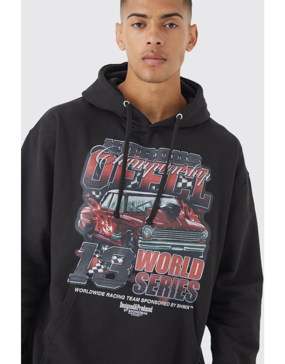 Oversized Car Graphic Hoodie - black - 2