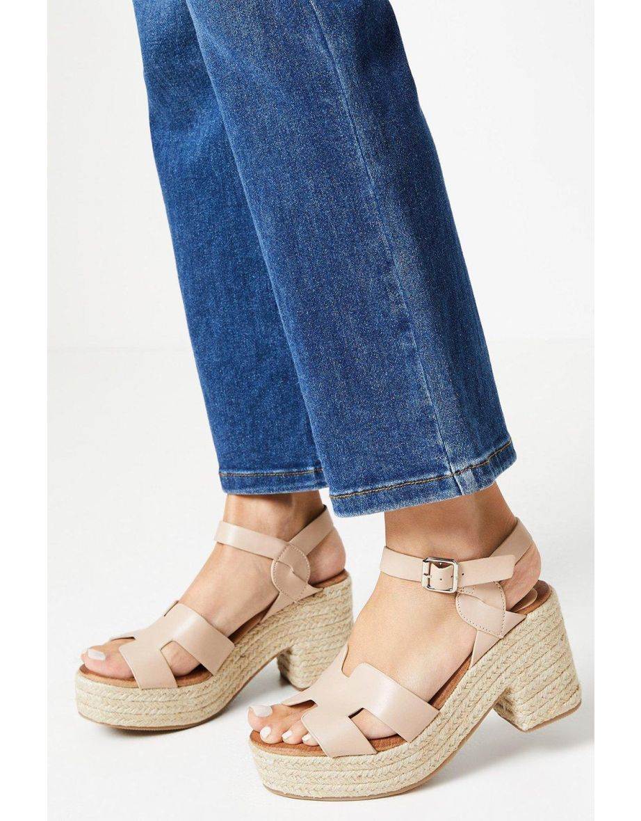 Soleil Platform Espadrille Covered Block Heeled Sandals