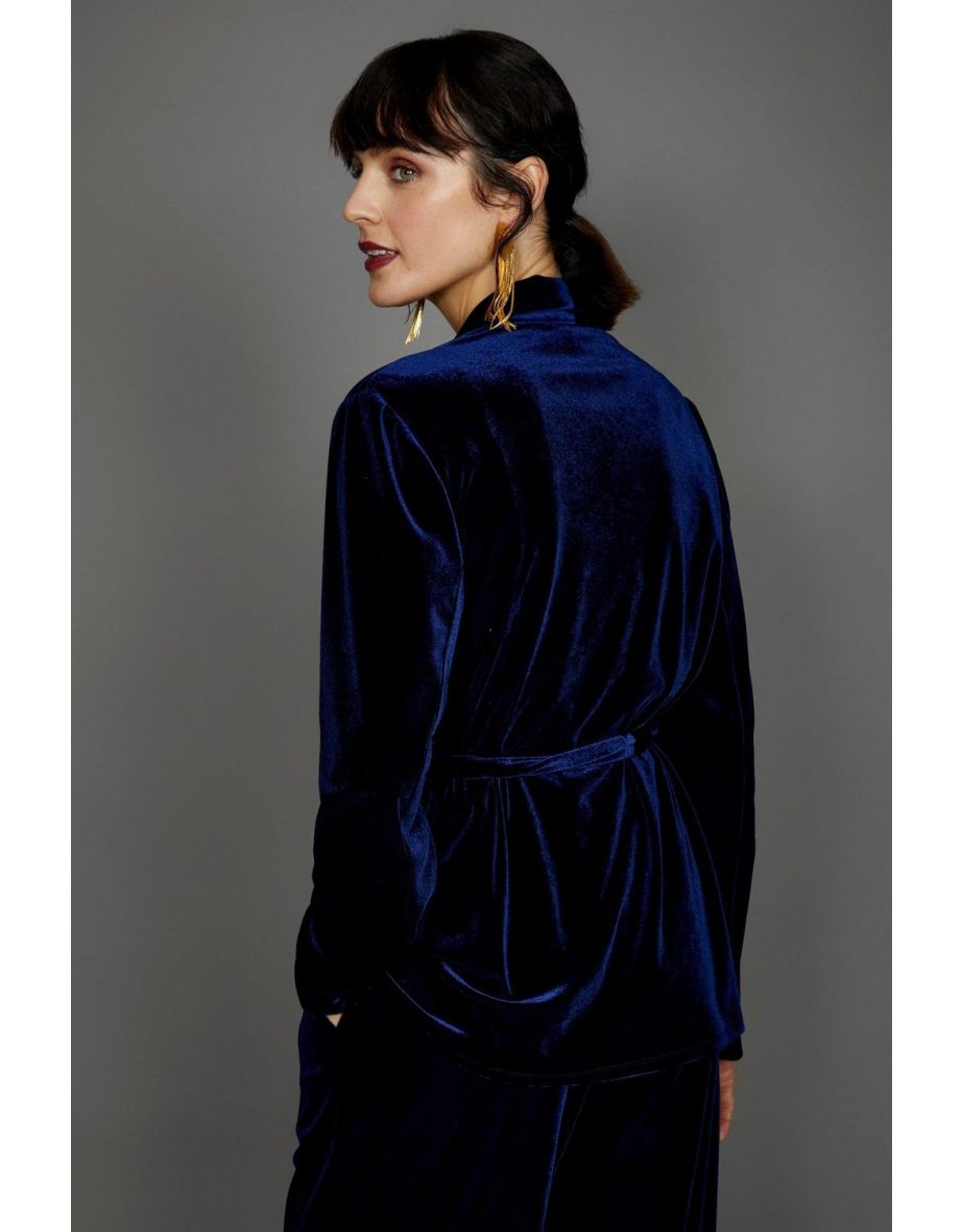 Velvet Belted Jacket - midnight - 3