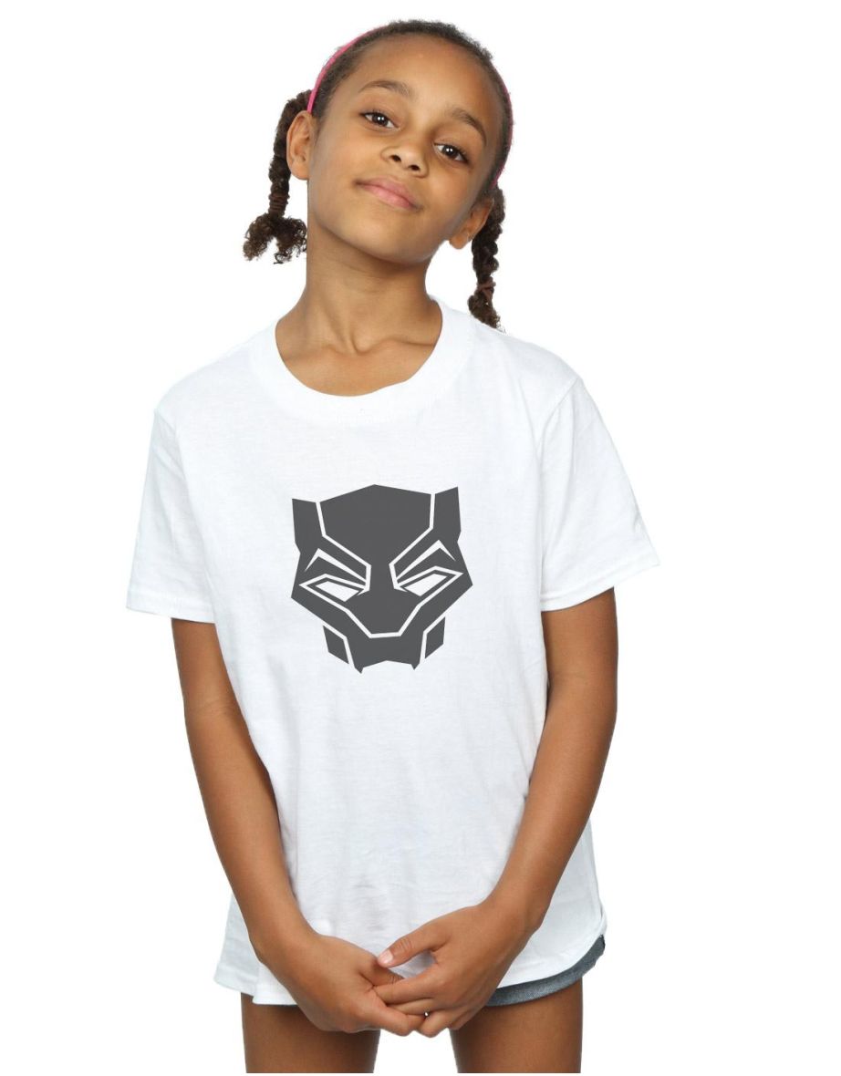 Marvel Girls Black Panther Black On Black Cotton T-Shirt - White