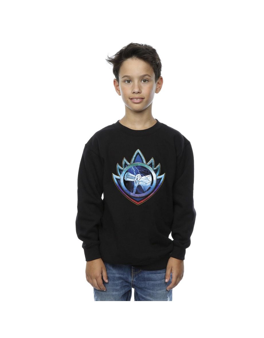 Marvel Boys Thor Love And Thunder Stormbreaker Crest Sweatshirt - Black