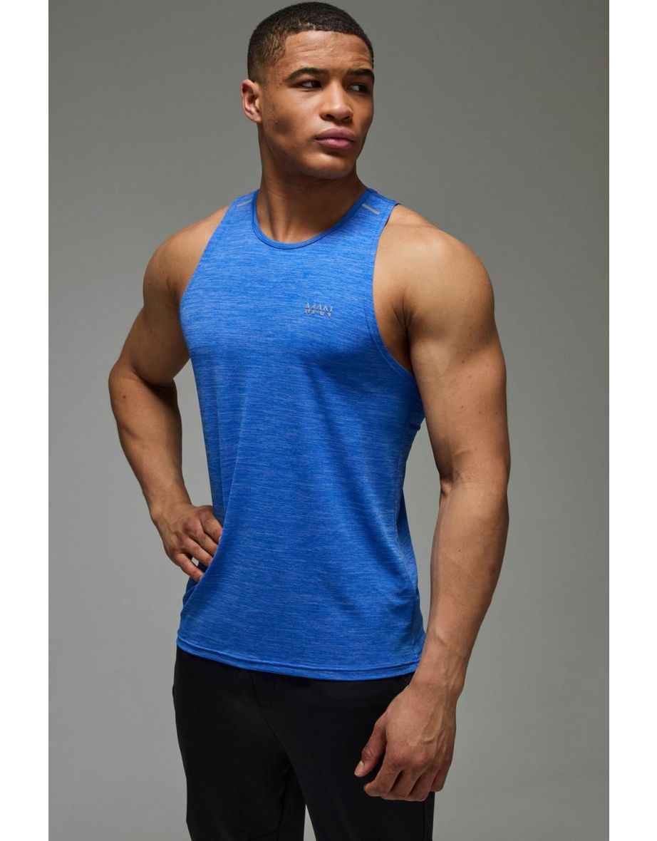 Man Active Lightweight Performance Slim Fit Marl Gym Tank