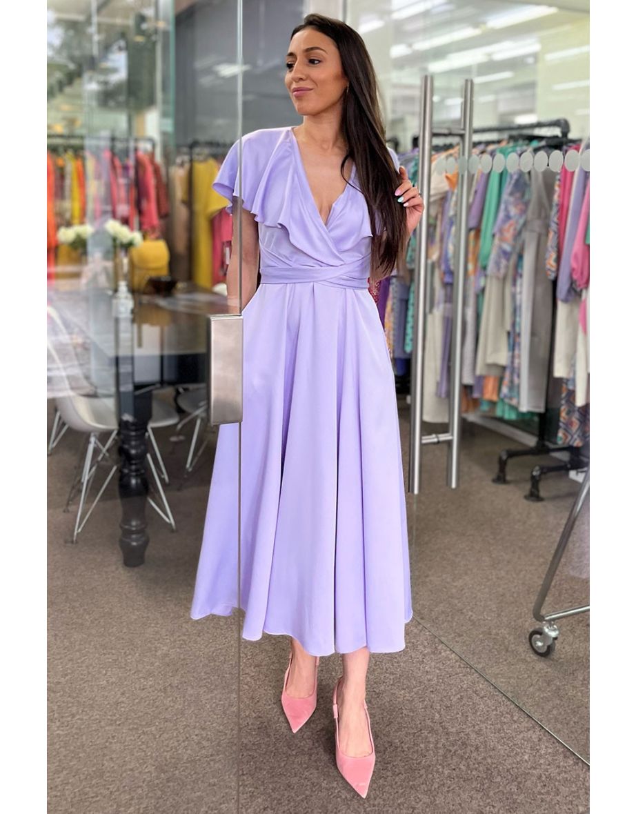 Shop Closet London Purple Full Skirt Midi Dress Online in Iraq VogaCloset