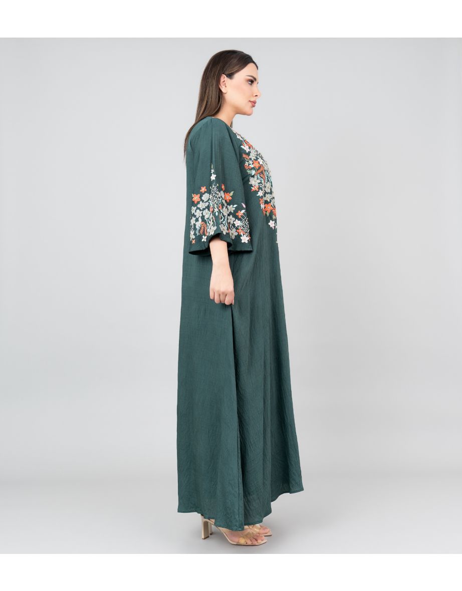 Floral Majesty Embroidered Jalabiya - 3
