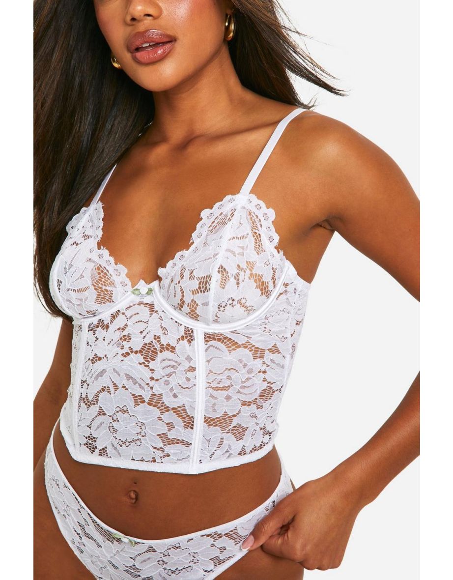 White Lace Underwire Corset - white - 3