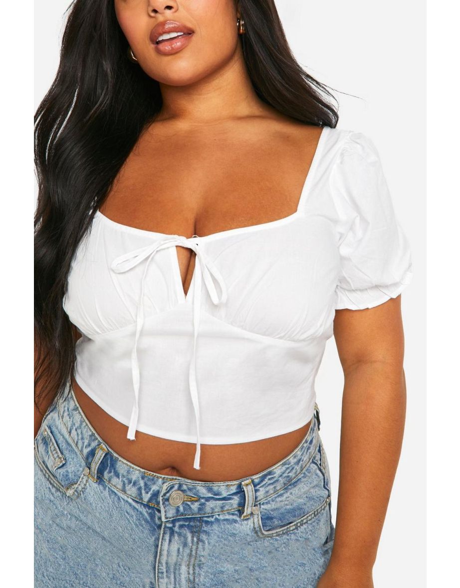 Plus Puff Sleeve Milkmaid Top - 3