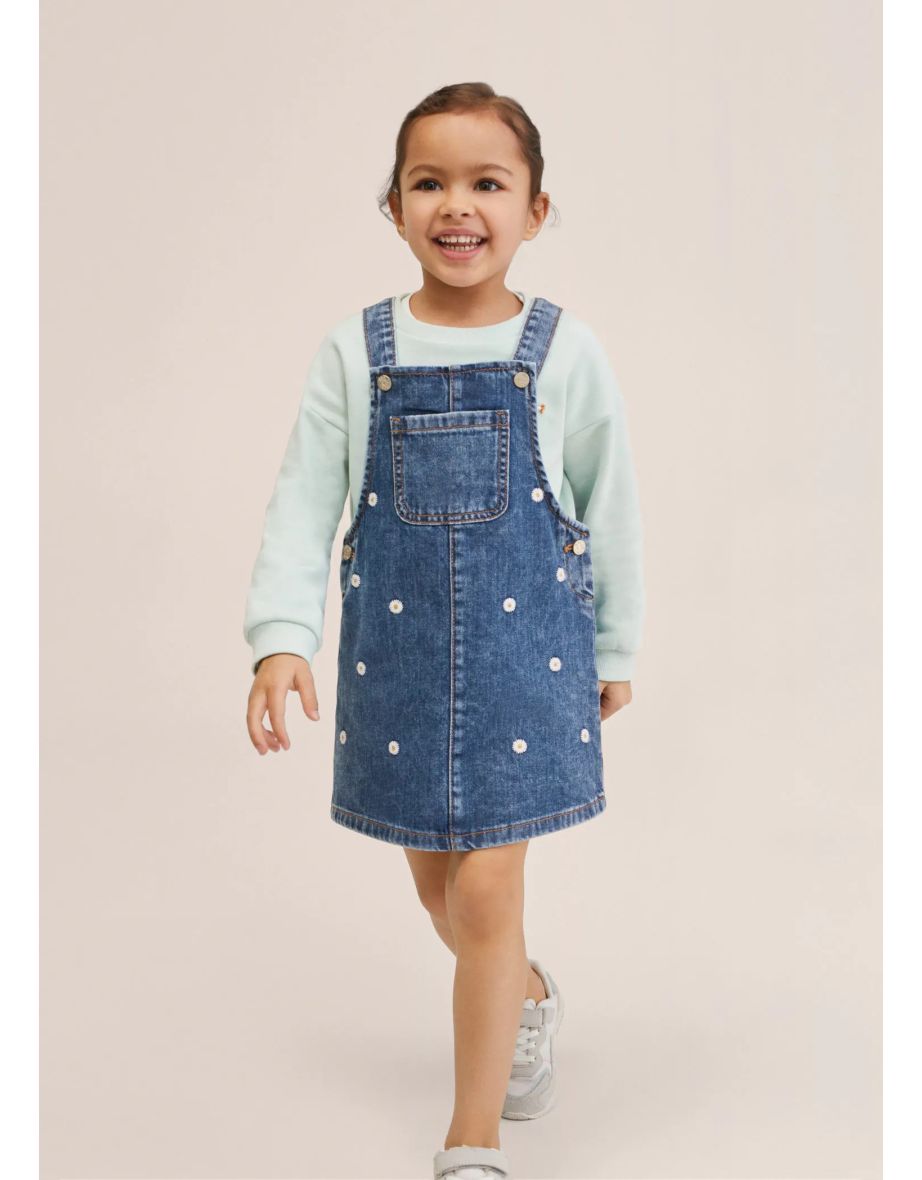 Embroidered denim pinafore on sale dress