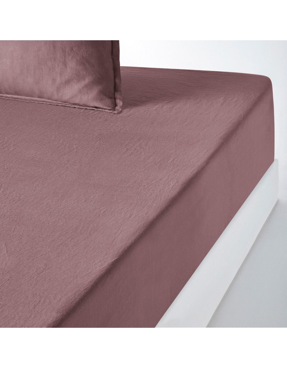 35cm High 100% Washed Linen Fitted Sheet