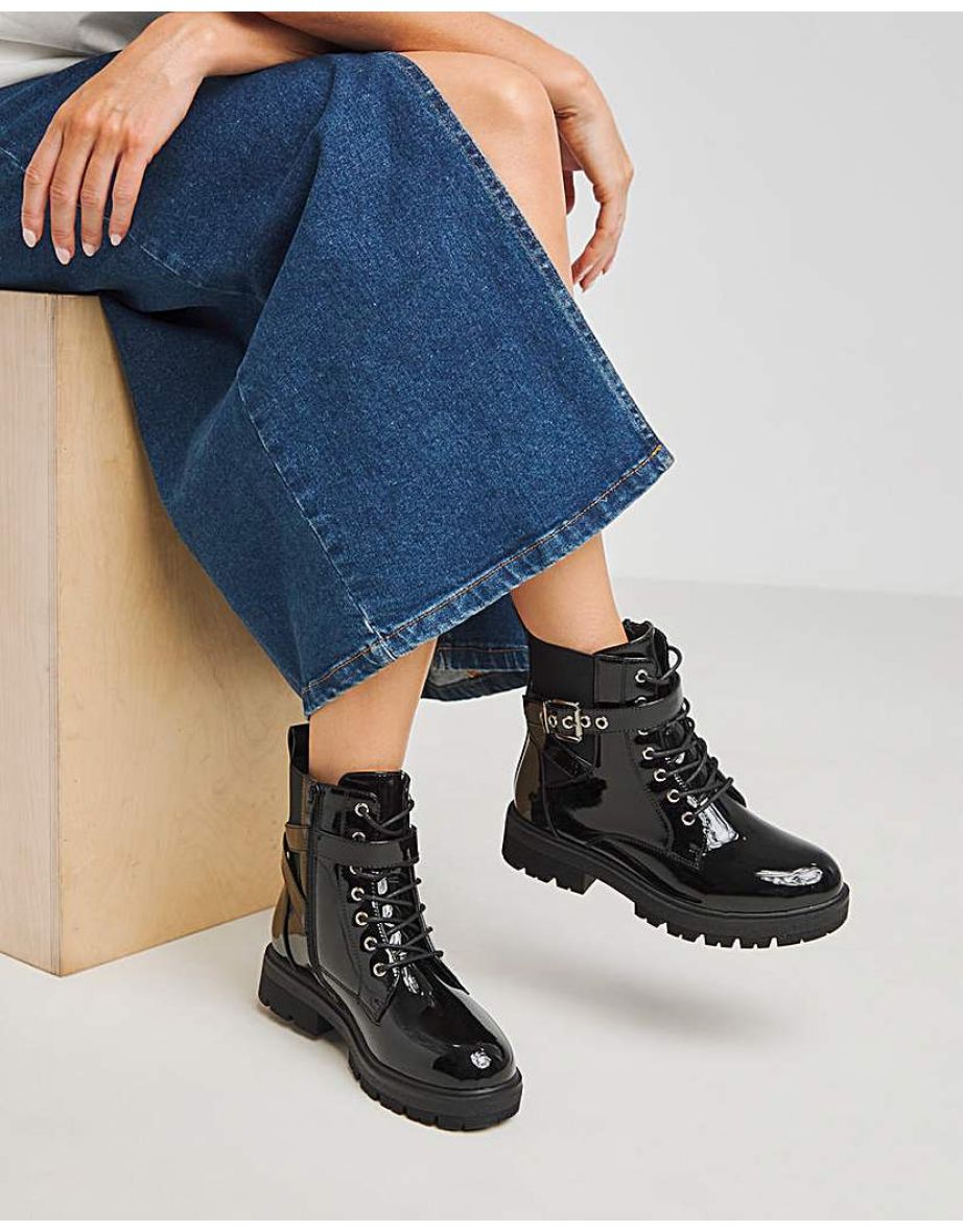 Lace Up Utility Ankle Boot Extra Wide
