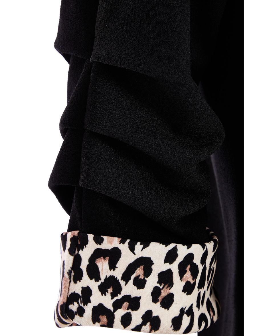 Black Ruched Sleeve Blazer - 5
