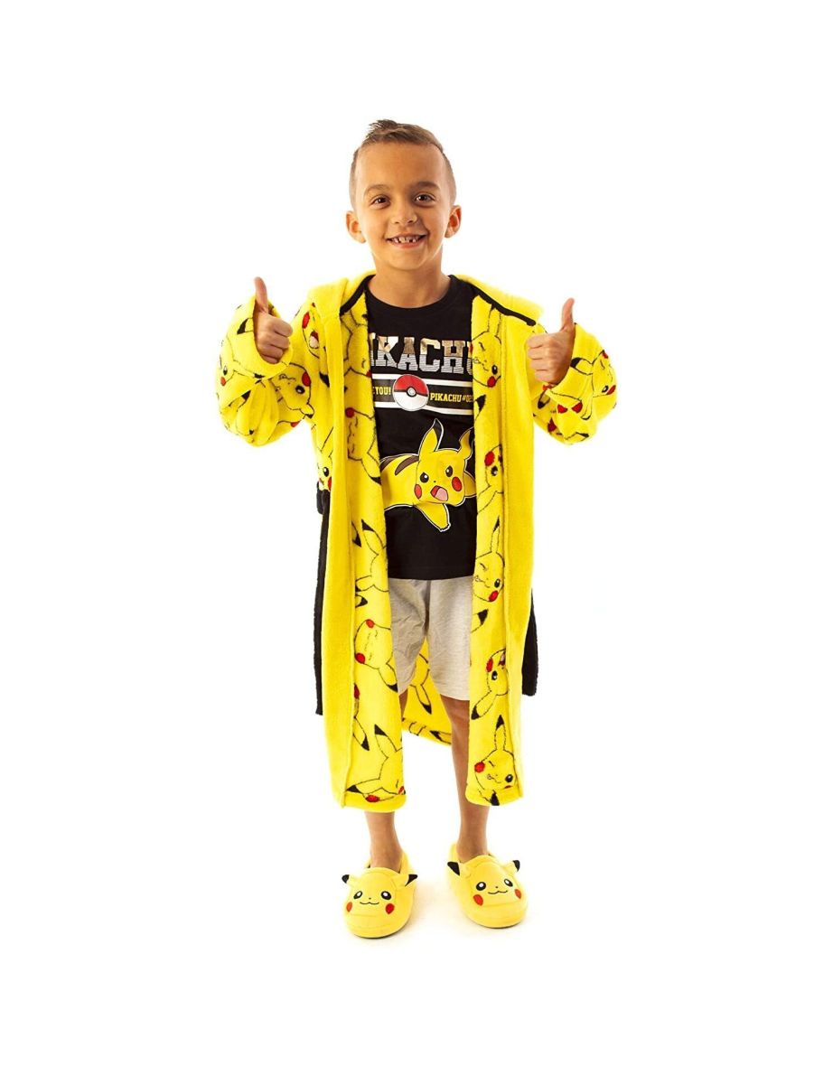 Pokemon Childrens/Kids Pikachu Faces Dressing Gown - Yellow